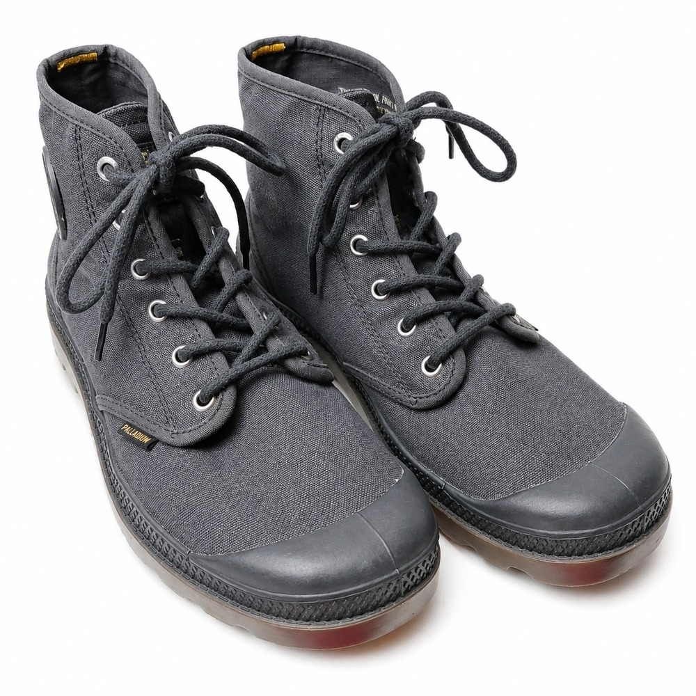 PALLADIUM Pampa Hi-Top Canvas Combat Boots Sz Mens/10 Wmn/11.5 Black Lug Sole